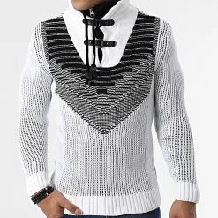 Meilleur prix 💯 Pull Col Montant 5017 Beige Clair Noir de Classic Series 🥰 -Classic Series Soldes classic series 342589 5017 WHITE BLACK 20221007T160405 03