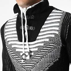 Grosses soldes 🎁 Pull Col Montant 5017 Noir Beige Clair de Classic Series ✔️ -Classic Series Soldes classic series 342592 5017 BLACK WHITE 20221007T160842 02