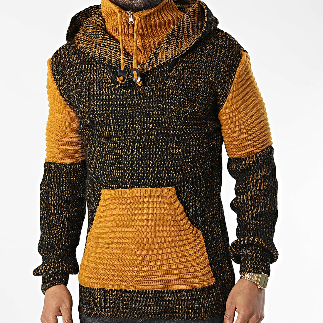 De gros 👏 Pull Capuche 5008 Noir Chiné Orange de Classic Series ⭐ 3 De gros 👏 Pull Capuche 5008 Noir Chiné Orange de Classic Series ⭐