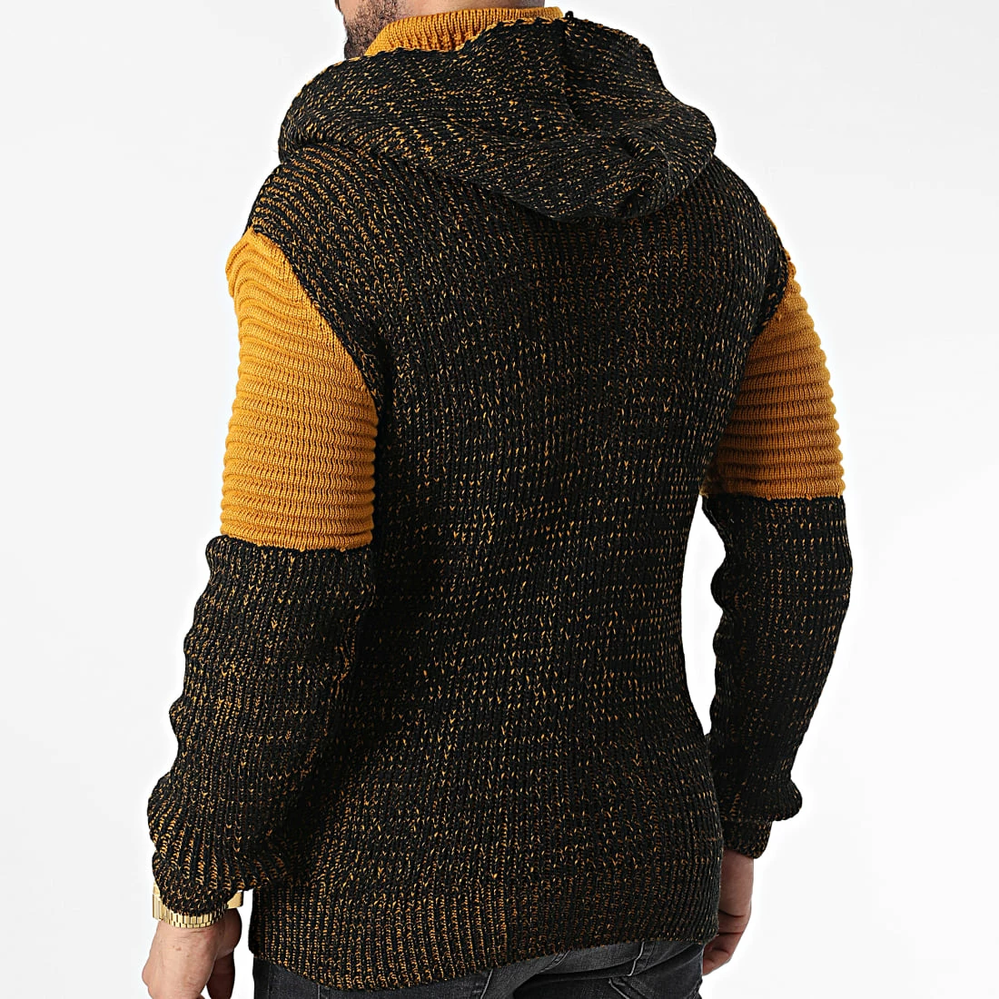 De gros 👏 Pull Capuche 5008 Noir Chiné Orange de Classic Series ⭐ 6 De gros 👏 Pull Capuche 5008 Noir Chiné Orange de Classic Series ⭐ – Image 4