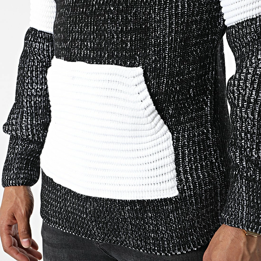 Le moins cher ✔️ Pull Capuche 5008 Noir Chiné Blanc de Classic Series ❤️ 4 Le moins cher ✔️ Pull Capuche 5008 Noir Chiné Blanc de Classic Series ❤️ – Image 2