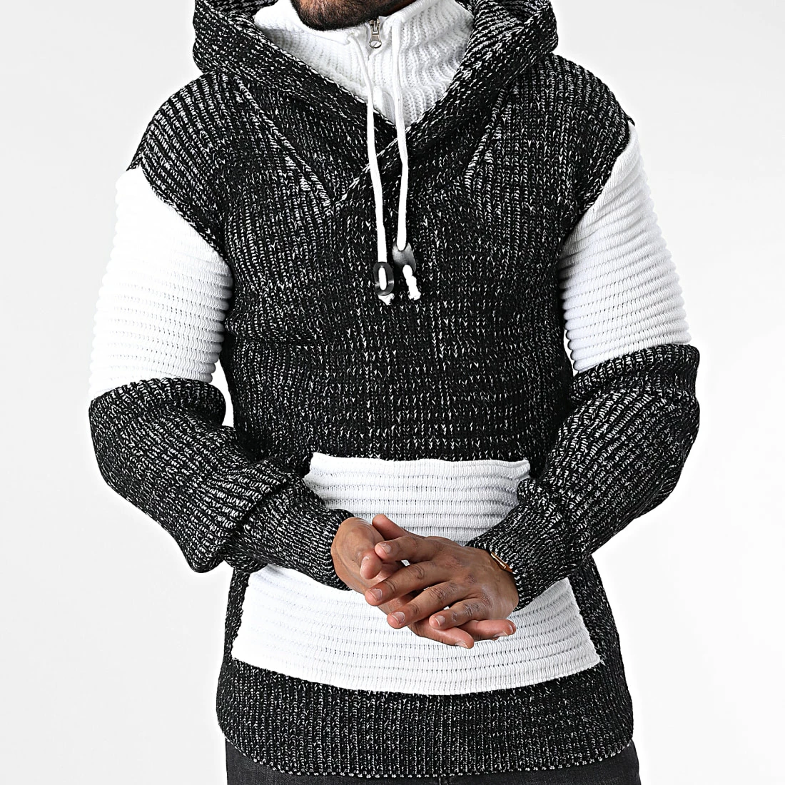 Le moins cher ✔️ Pull Capuche 5008 Noir Chiné Blanc de Classic Series ❤️ 5 Le moins cher ✔️ Pull Capuche 5008 Noir Chiné Blanc de Classic Series ❤️ – Image 3