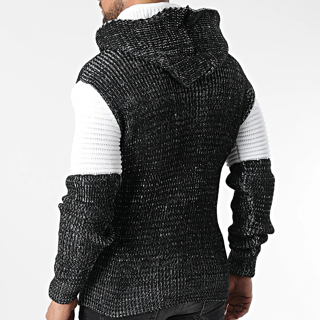 Le moins cher ✔️ Pull Capuche 5008 Noir Chiné Blanc de Classic Series ❤️ 6 Le moins cher ✔️ Pull Capuche 5008 Noir Chiné Blanc de Classic Series ❤️ – Image 4