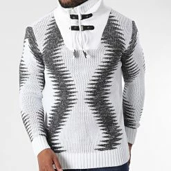 Coupon ⭐ Pull Col Montant 5018 Beige Clair Gris Anthracite Chiné de Classic Series ❤️