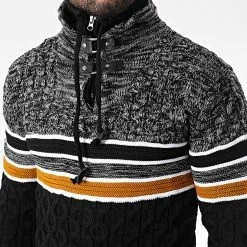 Promo 🎁 Pull Col Montant 5013 Noir Gris Chiné de Classic Series 🔥 -Classic Series Soldes classic series 342603 5013 BLACK CAMEL 20221007T161101 02