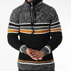 Promo 🎁 Pull Col Montant 5013 Noir Gris Chiné de Classic Series 🔥 -Classic Series Soldes classic series 342603 5013 BLACK CAMEL 20221007T161103 03