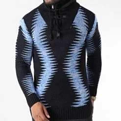 Meilleure affaire 💯 Pull Col Montant 5018 Bleu Marine Bleu Clair Chiné de Classic Series 🎉 -Classic Series Soldes classic series 342605 5018 BLUE 20221007T155302 03