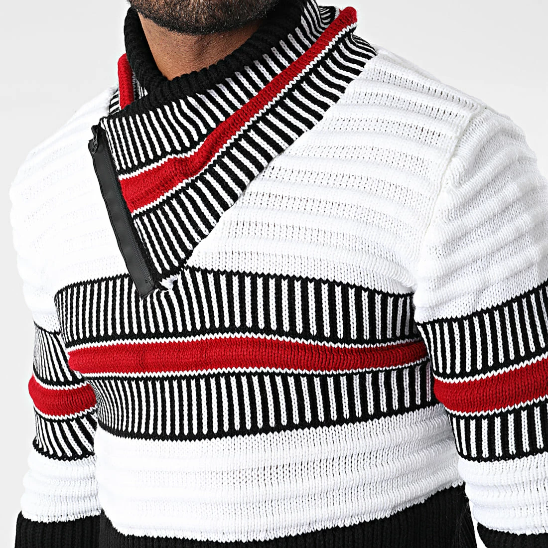 Grosses soldes 🎉 Pull Col Amplified 5007 Noir Blanc Rouge de Classic Series ⭐ 4 Grosses soldes 🎉 Pull Col Amplified 5007 Noir Blanc Rouge de Classic Series ⭐ – Image 2