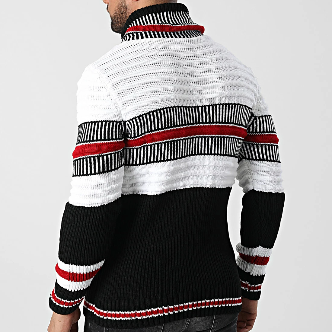 Grosses soldes 🎉 Pull Col Amplified 5007 Noir Blanc Rouge de Classic Series ⭐ 6 Grosses soldes 🎉 Pull Col Amplified 5007 Noir Blanc Rouge de Classic Series ⭐ – Image 4