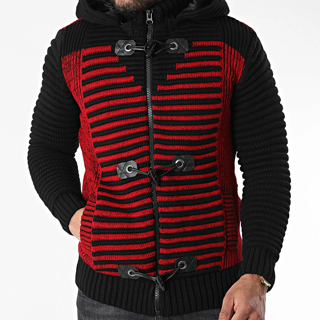 Grosses soldes 👏 Gilet Zippé Capuche 3005 Noir Rouge de Classic Series 😍 5 Grosses soldes 👏 Gilet Zippé Capuche 3005 Noir Rouge de Classic Series 😍 – Image 3