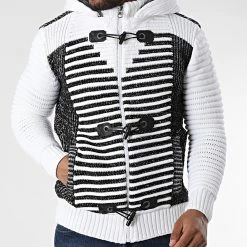 Offres 🎉 Gilet Zippé Capuche 3005 Beige Clair Noir de Classic Series ✨ -Classic Series Soldes classic series 342663 3005 WHITE BLACK 20221007T155035 03