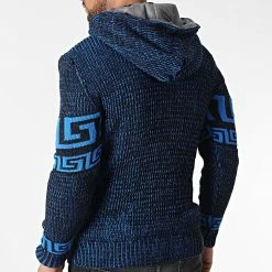 Remise 😍 Gilet Zippé Capuche 3014 Bleu Clair Noir de Classic Series 🌟 -Classic Series Soldes classic series 342672 3014 BLUE 20221007T160822 04