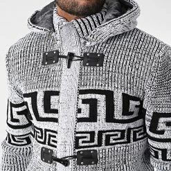 Nouveau 🧨 Gilet Zippé Capuche 3014 Blanc Noir de Classic Series ⭐ -Classic Series Soldes classic series 342676 3014 WHITE BLACK 20221007T161134 02