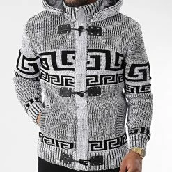 Nouveau 🧨 Gilet Zippé Capuche 3014 Blanc Noir de Classic Series ⭐ -Classic Series Soldes classic series 342676 3014 WHITE BLACK 20221007T161135 03