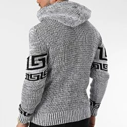 Nouveau 🧨 Gilet Zippé Capuche 3014 Blanc Noir de Classic Series ⭐ -Classic Series Soldes classic series 342676 3014 WHITE BLACK 20221007T161137 04