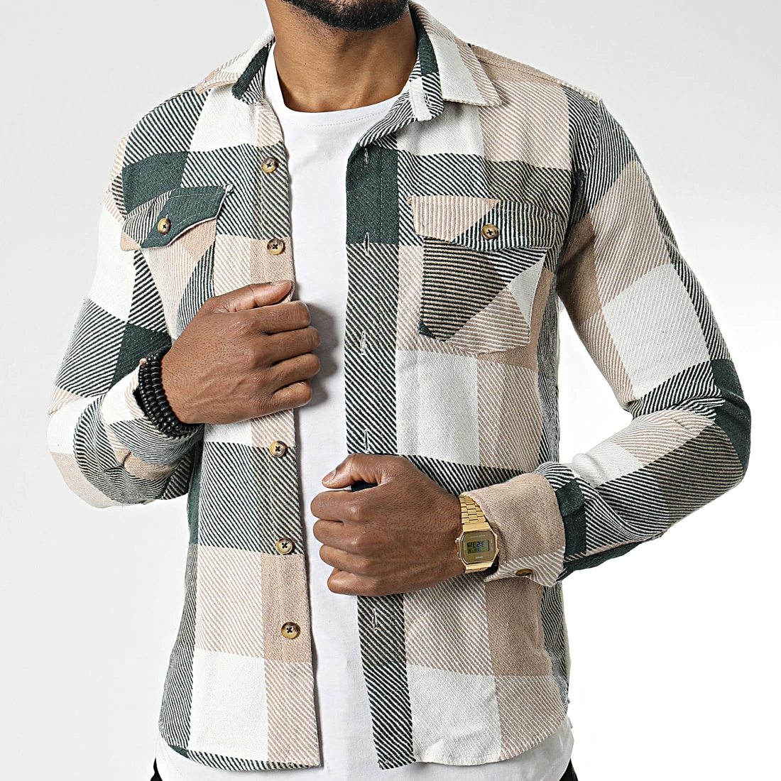 De gros 👏 Surchemise A Carreaux 7029 Vert Kaki de Classic Series 😍 3 De gros 👏 Surchemise A Carreaux 7029 Vert Kaki de Classic Series 😍
