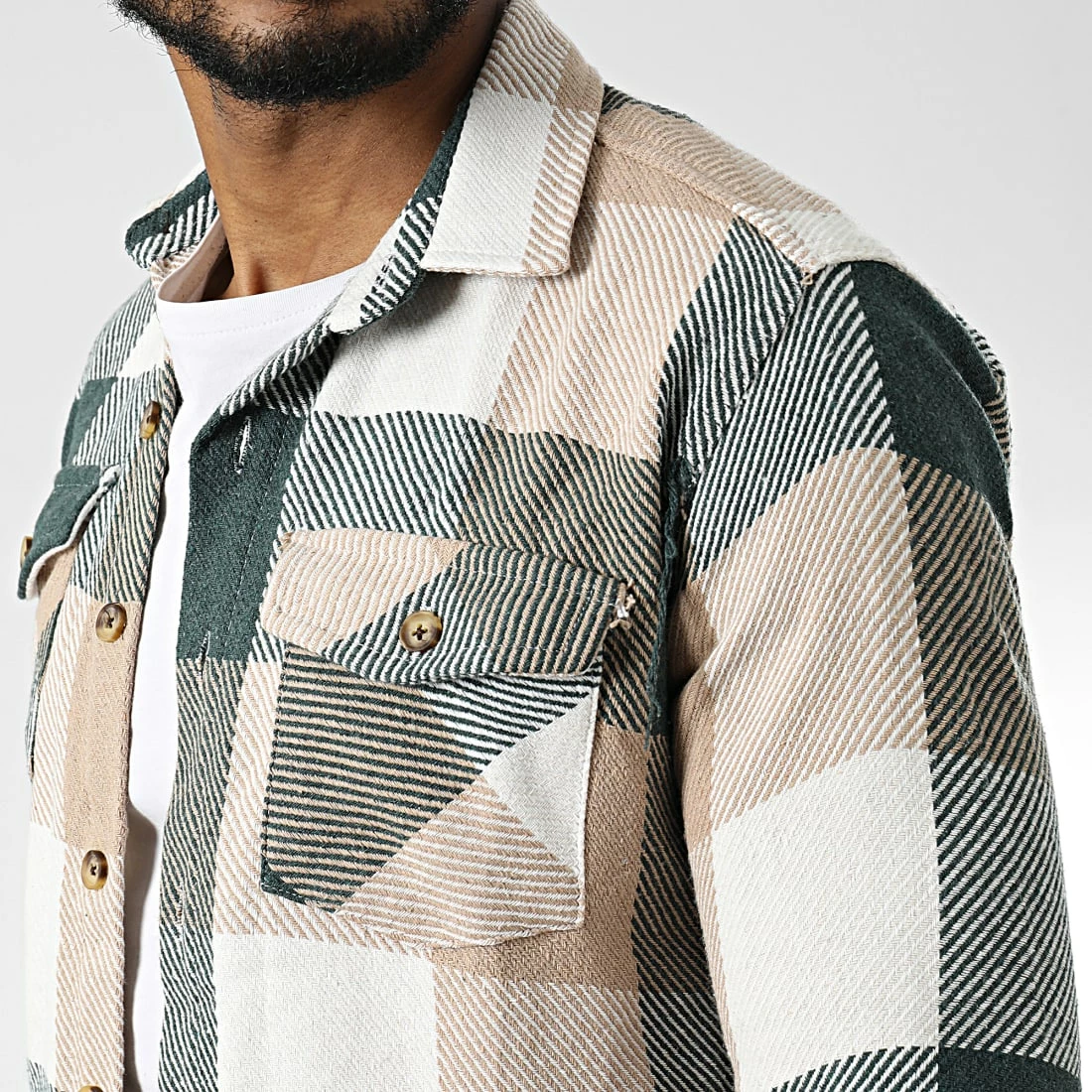 De gros 👏 Surchemise A Carreaux 7029 Vert Kaki de Classic Series 😍 4 De gros 👏 Surchemise A Carreaux 7029 Vert Kaki de Classic Series 😍 – Image 2