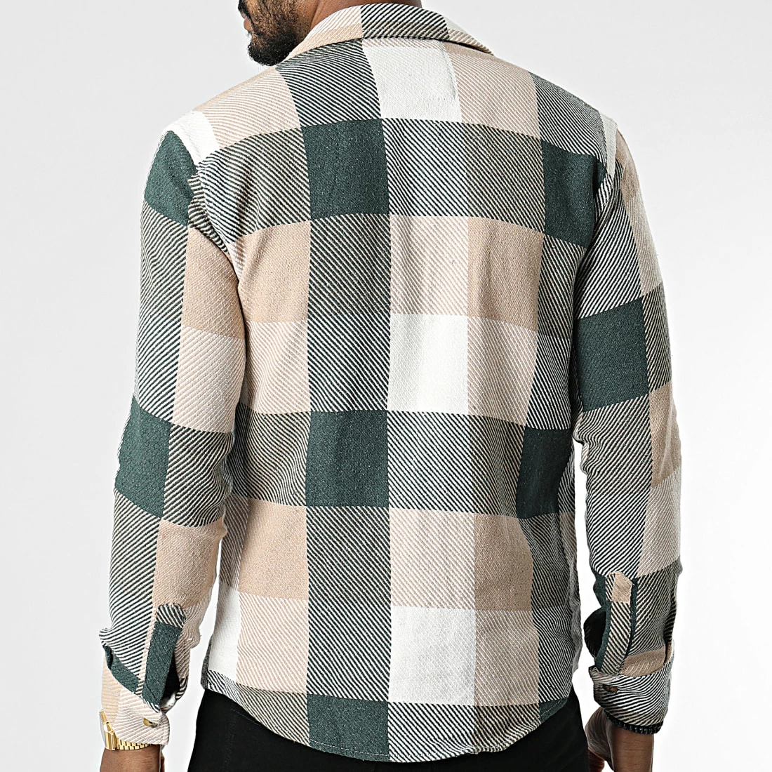 De gros 👏 Surchemise A Carreaux 7029 Vert Kaki de Classic Series 😍 6 De gros 👏 Surchemise A Carreaux 7029 Vert Kaki de Classic Series 😍 – Image 4