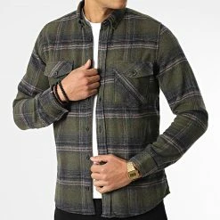 Acheter 👍 Surchemise Carreaux Y-2242 Vert Kaki de Classic Series 🌟