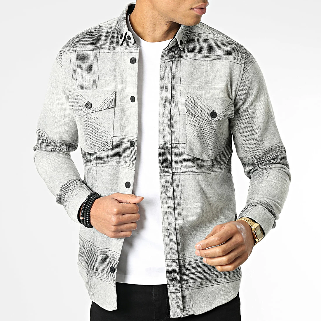 Meilleure affaire 🎁 Surchemise Carreaux Y-2042 Gris Chiné de Classic Series 😀 5 Meilleure affaire 🎁 Surchemise Carreaux Y-2042 Gris Chiné de Classic Series 😀 – Image 3