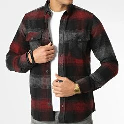 Vente flash 🛒 Surchemise Carreaux Y-2242 Noir Bordeaux de Classic Series ✔️