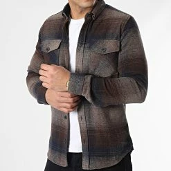 Sortie 🛒 Surchemise Carreaux Y-2242 Marron de Classic Series 💯