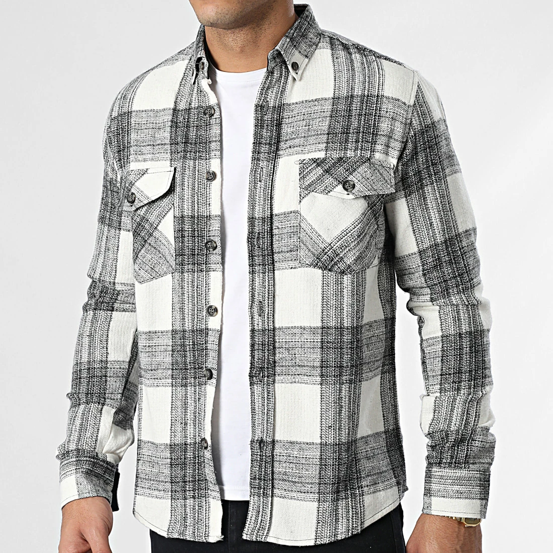 Bon marché 👏 Surchemise Carreaux Y-2241 Noir Blanc de Classic Series ❤️ 5 Bon marché 👏 Surchemise Carreaux Y-2241 Noir Blanc de Classic Series ❤️ – Image 3