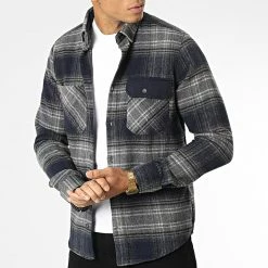 Nouveau ⭐ Surchemise Carreaux Y-2240 Bleu Marine Gris Chiné de Classic Series 💯 -Classic Series Soldes classic series 348634 Y 2240 01 20221128T141021 03