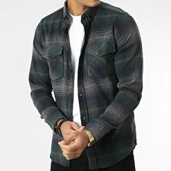 Le moins cher ⌛ Surchemise Carreaux Y-2042 Vert Bleu Marine de Classic Series 🎉