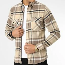 Promo 💯 Surchemise Carreaux Y-2242 Beige de Classic Series ❤️