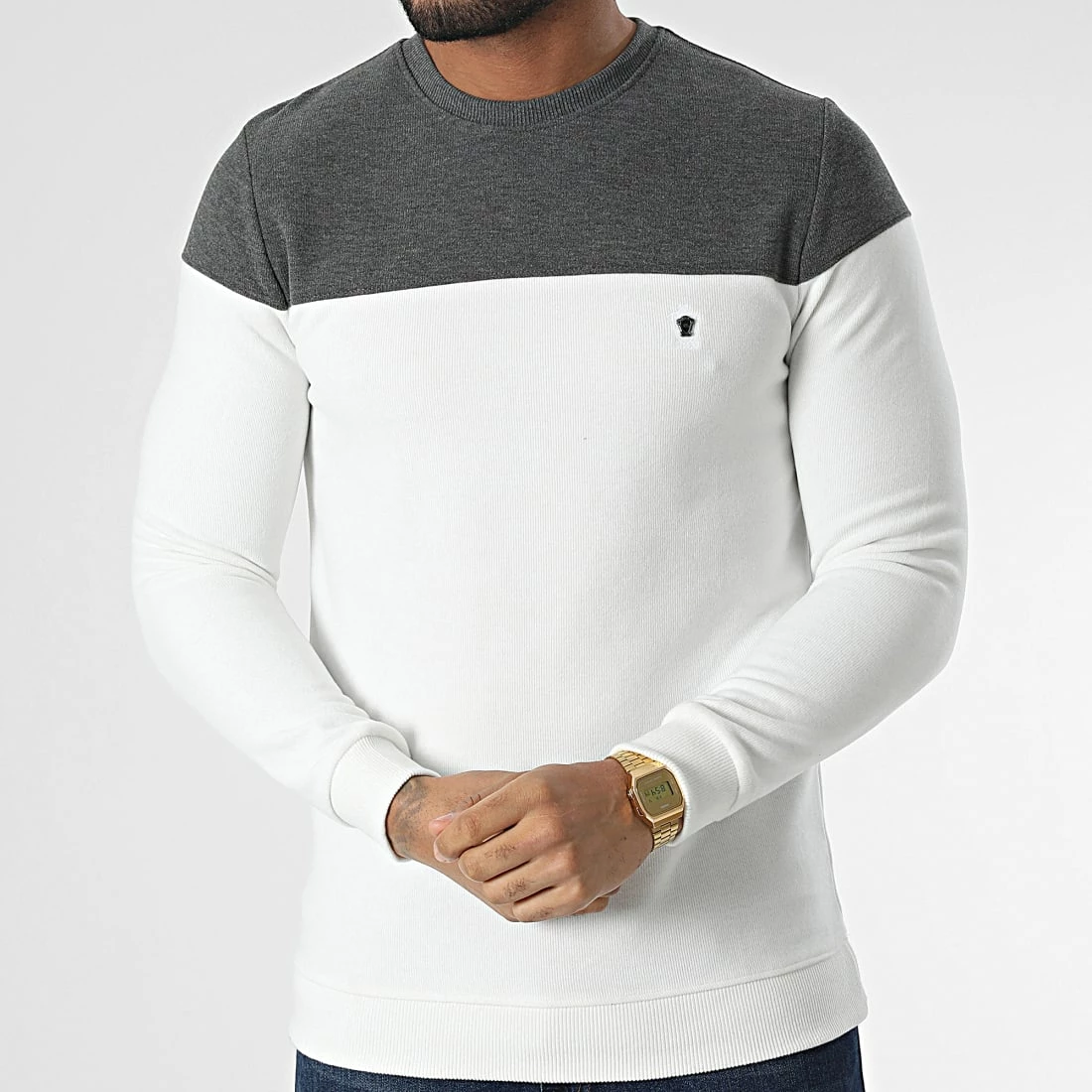 Bon marché ✔️ Sweat Crewneck RBL6211 Blanc Gris Anthracite de Classic Series ✨ 3 Bon marché ✔️ Sweat Crewneck RBL6211 Blanc Gris Anthracite de Classic Series ✨