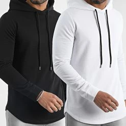 Meilleur prix 🥰 Lot De 2 Sweats Capuche Oversize 2181 2355 Blanc Noir de Classic Series 🔔