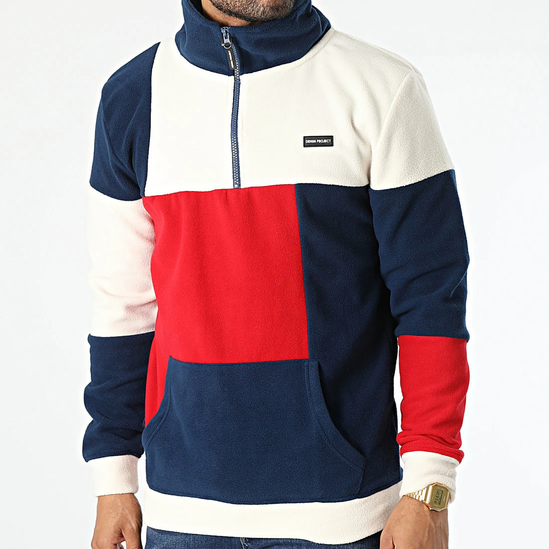 Acheter 👏 Sweat Polaire Col Zippé DP-10022 Bleu Marine Beige Rouge de Classic Series 🌟 5 Acheter 👏 Sweat Polaire Col Zippé DP-10022 Bleu Marine Beige Rouge de Classic Series 🌟 – Image 3