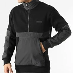 Promo ⭐ Sweat Col Zippé Summit Noir de Classic Series 🎁