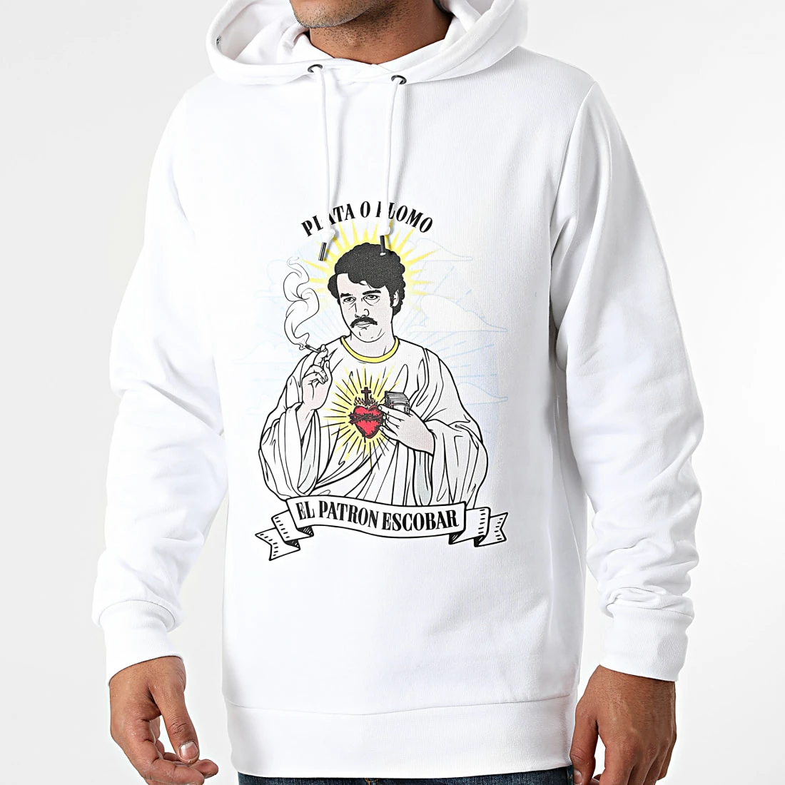 Vente flash 🔔 Sweat Capuche Pablo Narcos Blanc de Classic Series 🔥 3 Vente flash 🔔 Sweat Capuche Pablo Narcos Blanc de Classic Series 🔥