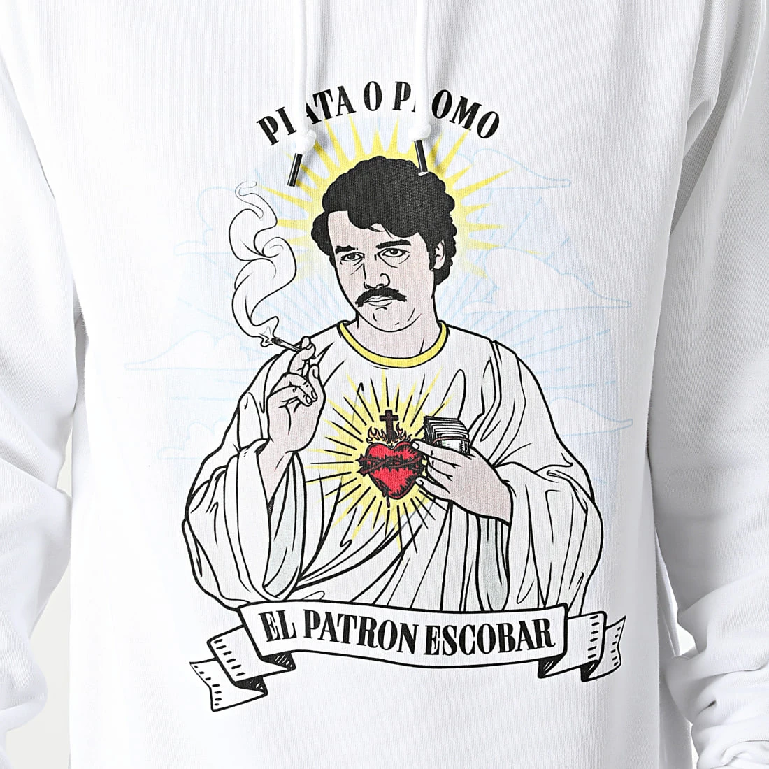 Vente flash 🔔 Sweat Capuche Pablo Narcos Blanc de Classic Series 🔥 4 Vente flash 🔔 Sweat Capuche Pablo Narcos Blanc de Classic Series 🔥 – Image 2