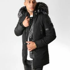 Promo 👏 Parka Fourrure 79623 Noir de Classic Series ✨
