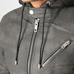 Meilleur prix 😍 Veste Biker Capuche 79719 Gris Anthracite Noir de Classic Series 😉 -Classic Series Soldes terance kole 190853 79719 BLACK 20190729T092207 03