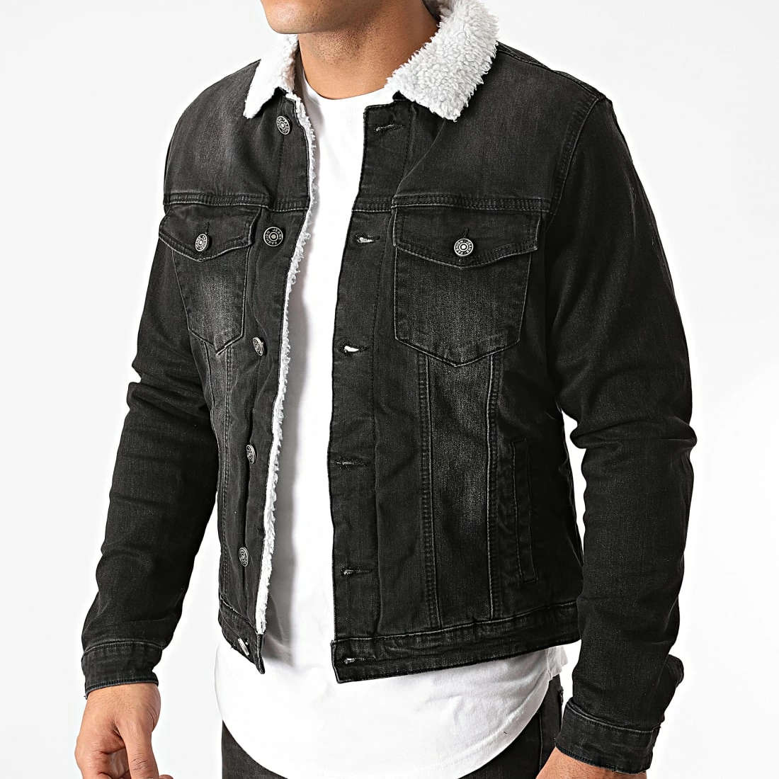 Top 10 ✔️ Veste Jean Col Fourrure 66124 Noir de Classic Series ❤️ 5 Top 10 ✔️ Veste Jean Col Fourrure 66124 Noir de Classic Series ❤️ – Image 3