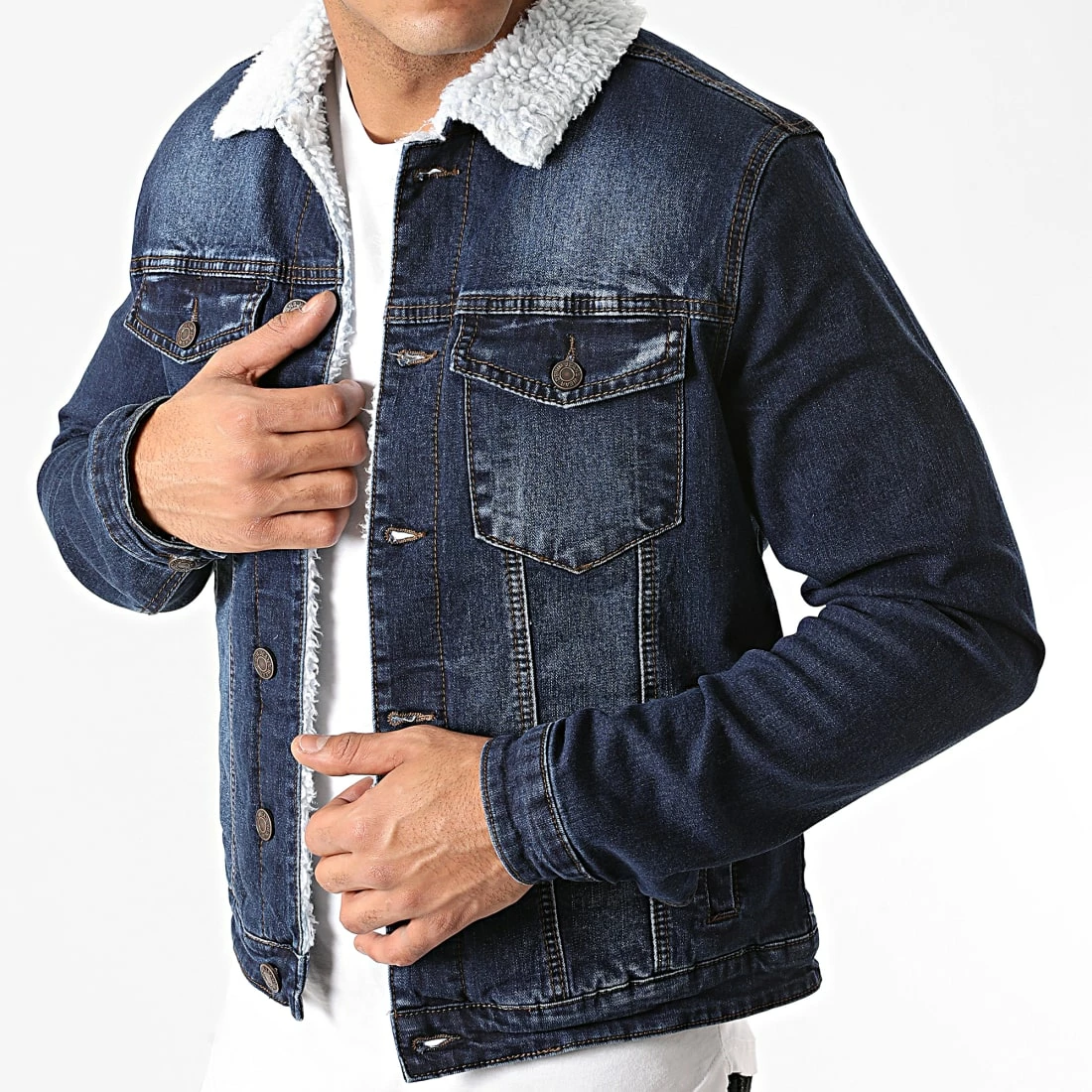Acheter 🔥 Veste Jean Col Mouton 66123 Bleu Denim de Classic Series ❤️ 3 Acheter 🔥 Veste Jean Col Mouton 66123 Bleu Denim de Classic Series ❤️